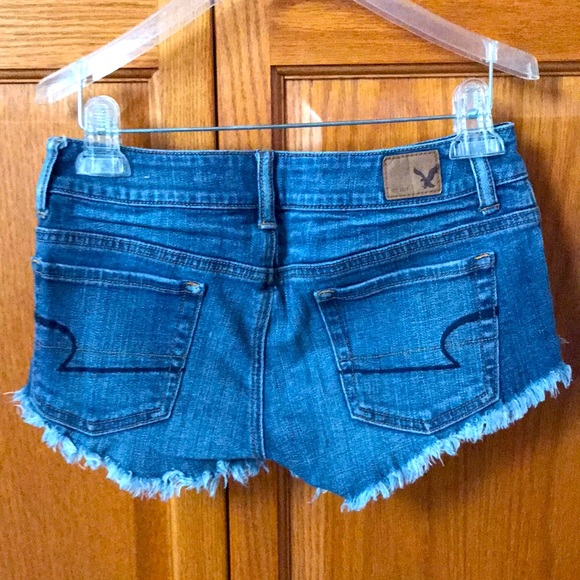 American Eagle stretch shorts. Embroidery in pink and green w/ flowers. 1 inseam - Picture 2 of 4